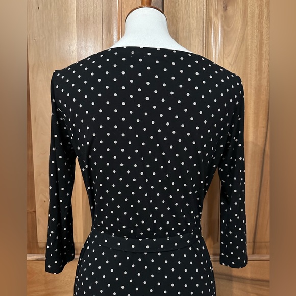 Ines de la Fressange, Paris Gorgeous Black w/ Cream Polka Dot Belted Dress EUC S - Picture 8 of 16